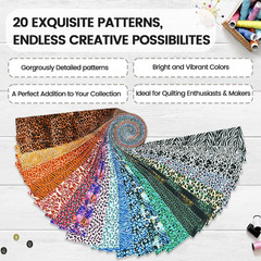 -20 Options-100% Cotton Jelly Roll Fabric Precut Strips for Quilting, Crafting,