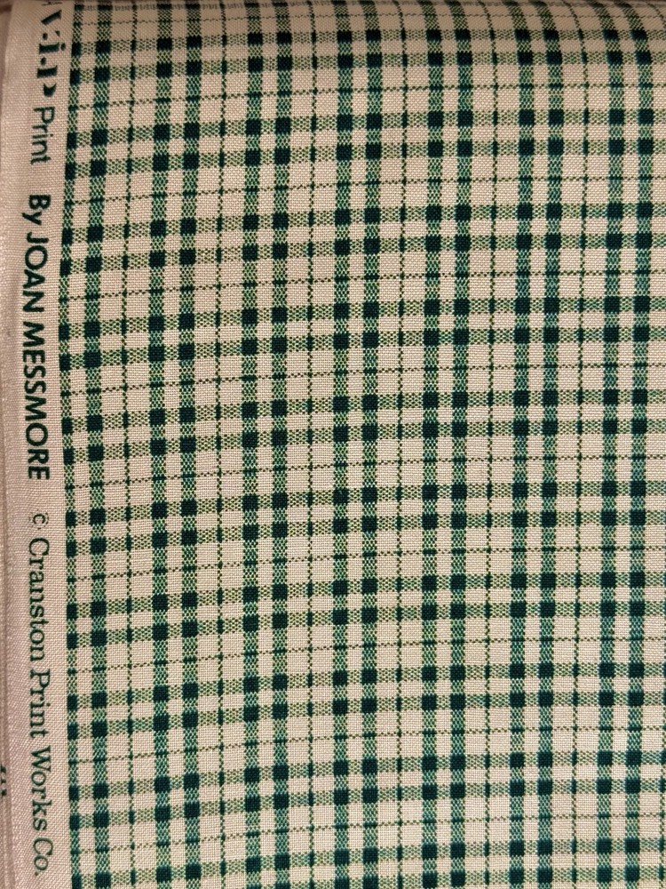 VTG VIP Cranston Green Cream Gingham Buffalo Check Plaid Cotton Fabric 4 Yds LOT