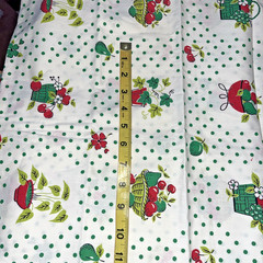 VTG `50`s Red & Green Fruit & Flower Bowl & Baskets Green Dots on White BTHY
