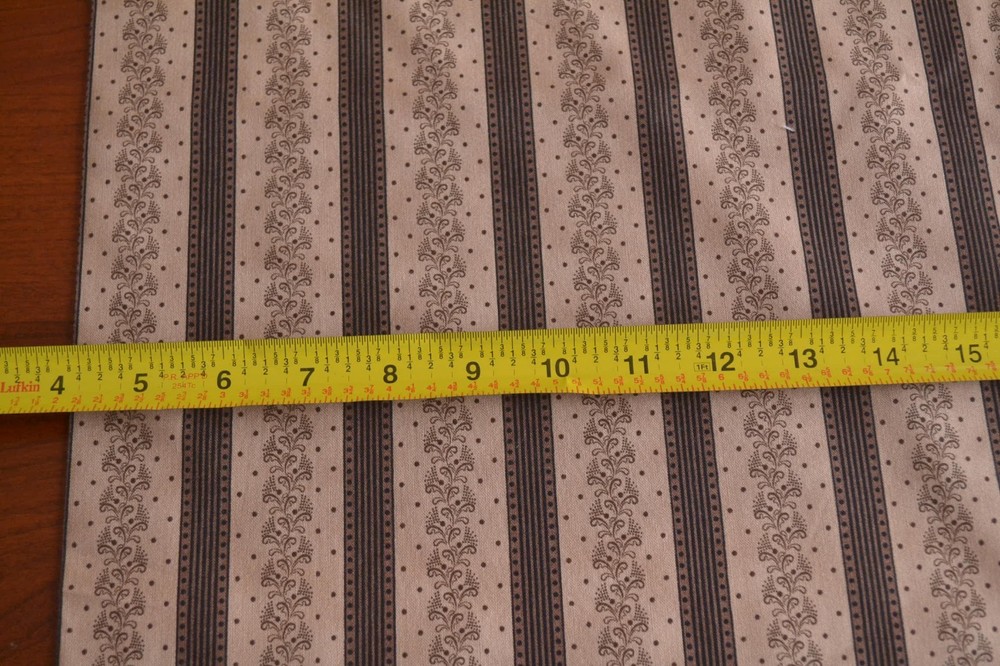 By 1/2 Yd, Brown on Brown Striped Floral Quilt Cotton, RJR/ Flourish/Beaves, B55