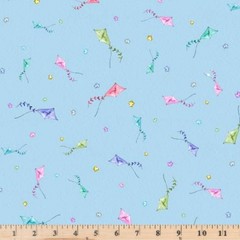 Whiskerville Kite Toss Blue 5751B Fabric half yd continous cuts