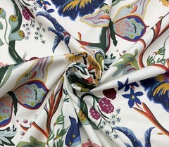 BALLARD DESIGNS MILLIE BLUE BUTTERFLY FLORAL VINE DESIGNER FABRIC BY YARD 54″W