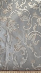 Damask Jacquard Brocade Vine Fabric 118″ 10 1/2 Uncut Yards Pale Green Gold