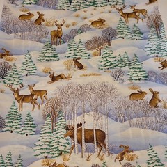 Concord Fabrics Allover Winter Wildlife Print Cotton Fabric 3 1/2 yards X 44″