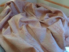 Vtg Rose & Cream Damask Brocade~UNUSED~Lg Piece 60″ x 40″