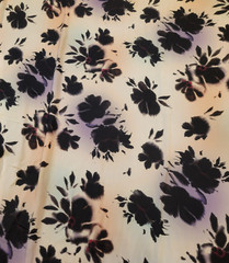 DESIGNER! Blurred Shadow Floral in Black on Pink/Mauve/Violet Ground Soft Sateen