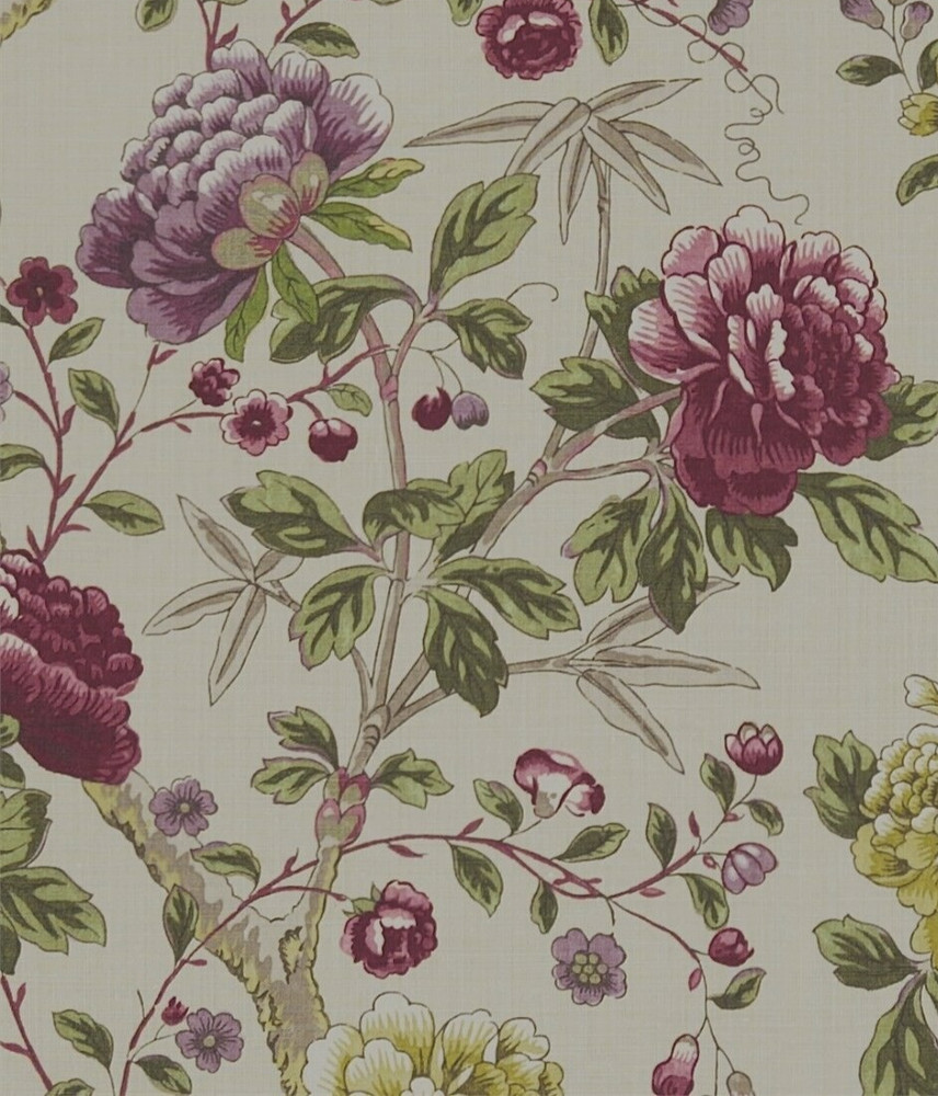 WILLIAM MORRIS CURTAIN FABRIC Tangley 5.2 METRE WINE/ANTIQUE YELLOW COTTON BLEND