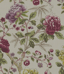 WILLIAM MORRIS CURTAIN FABRIC Tangley 5.2 METRE WINE/ANTIQUE YELLOW COTTON BLEND