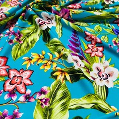 4 Way Stretch Fabric Hawaiian Tropical Floral Print Spandex By Yard for Swimwear