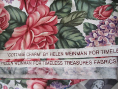 3-2/3 YDS RED ROSES & LAVENDER HYACINTHS 100% COTTON OOP TIMELESS TREASURES