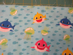 Cotton Fabric 1 FQ Baby Shark Fish School Lt Blue Approx 18″ x 22″ Novelty Funky