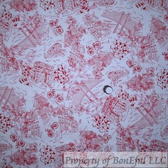 BonEful Fabric FQ Cotton Quilt White Red Polka Dot French Poodle Girl Dog France