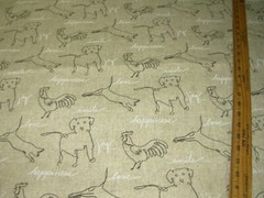 10 YDS P K LIFESTYLES DOG HAPPY ANIMAL WRITING COTTON UPHOLSTERY FABRIC FOR LESS