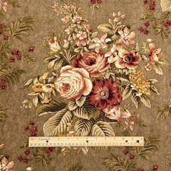 Vintage Richloom Floral Cotton Jacquard OLIVE Green Drapery Pillow Fabric BTY