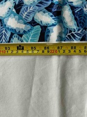 Tropical Leaf Stretch Cotton Twill Fabric Remnant Blue White Coastal
