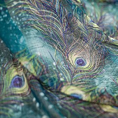 10X10cm Sample/100X160cm Mesh Fabric Peacock Print DIY Sewing Craft Cloth Tulle