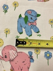 Vtg Nursery Animals Fabric 48 L x 36 W Cat Horse Bunny Lamb Bear Elephant Doll