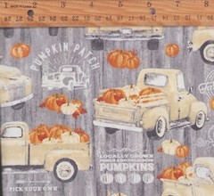 LOT of 3 FQ 100% Cotton Fall Autumn Fabrics Candy Pumpkins Trucks Sewing Quilts