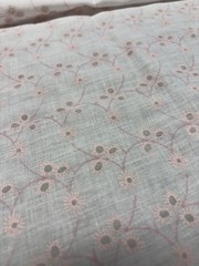 3.5 Yards Voile Cotton Eyelet Like No Holes Pink White Fabric Linen Like 45″ Wid