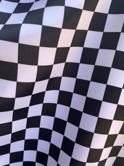 Liv BLACK & WHITE 1″ Checkered Pattern Polyester Heavy Matte Satin Fabric by th