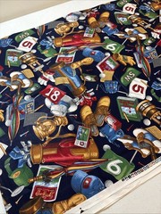 Cotton Sports Fabric Navy Blue Scattered Golf Bag Shoes Flag 2-1/8 Yds 44”W