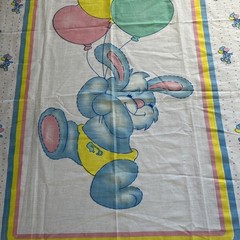 VTG Princess Fabrics 231 That’s Our Baby Fabric Panel Bunny Balloons 45 x 36”