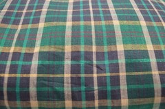 Yarn-dyed Metallic Holiday Plaid Fabric Green Black Gold and Red 11.75 Yds 44″