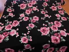 Floral Jersey Knit Print Black Colors Rose By The Yard