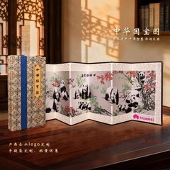 Intangible Cultural Heritage Sichuan Figured Satin Panda Embroidered Screen Gift