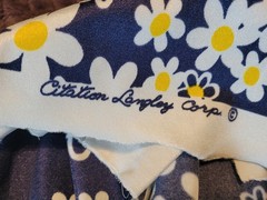 Vtg Citation Langley Corp Blue Yellow White Floral Lycra Swim Costume Fabric 1yd