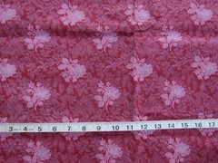 1 yd 100% Cotton Fabric Dark Red with Pinkish Flowers & Sprigs