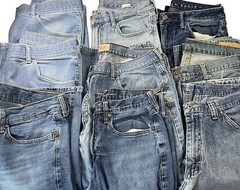 5 Pairs of Denim Blue Jeans Trashed Destroyed Scrap Crafts DIY Upcycle Job Lot