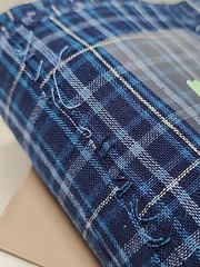 Multi-Tone BLUE & White Plaid Woven Cotton Quilting Sewing Fabric 42″ X 3.7yds