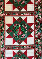 3 Panels for Pillows Ozark Christmas by Fabri Quilt Poinsettias Roses Holly