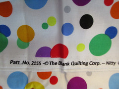 Cotton Fabric 1 FQ Colorful Dots Circles on White Approx 18″ x 22″