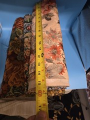 Upholstery Fabric Lot Large Scrap Pieces Floral Design Beautiful Woven