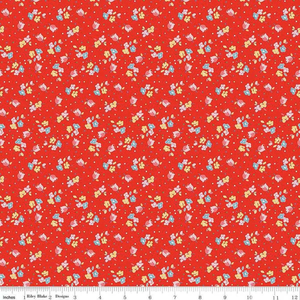 Simple Pleasures Calico Sweet Rose Strawberry Fabric by the Yard or Fat Quarter