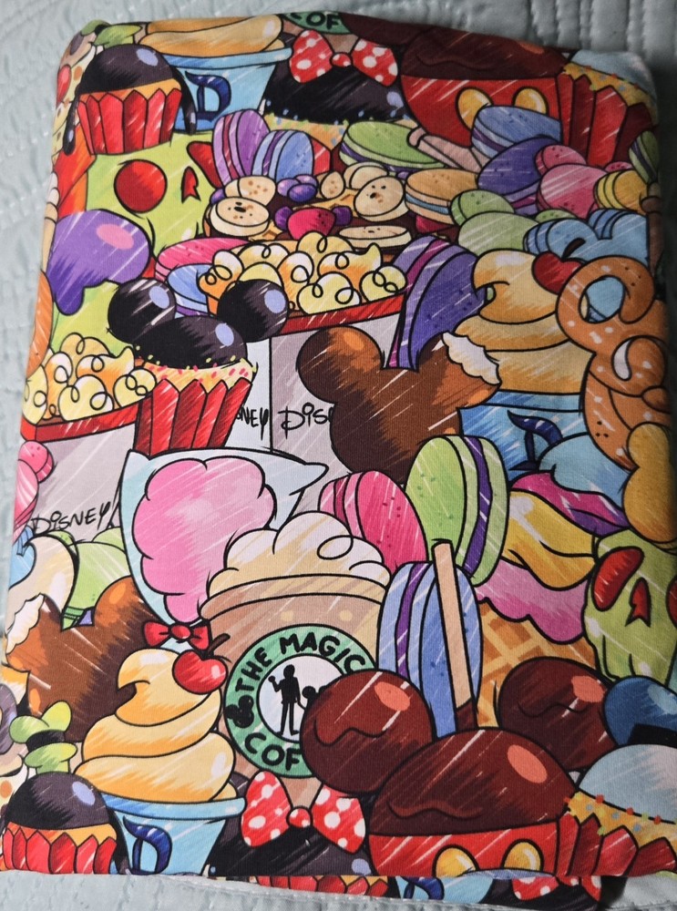 1YD Backstitch Disney Butter Snacks Cotton Lycra Fabric