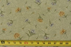 By 1/2 Yd, Vintage, Olive Gold & Lavender Floral Cotton, Classic Cottons, B1581