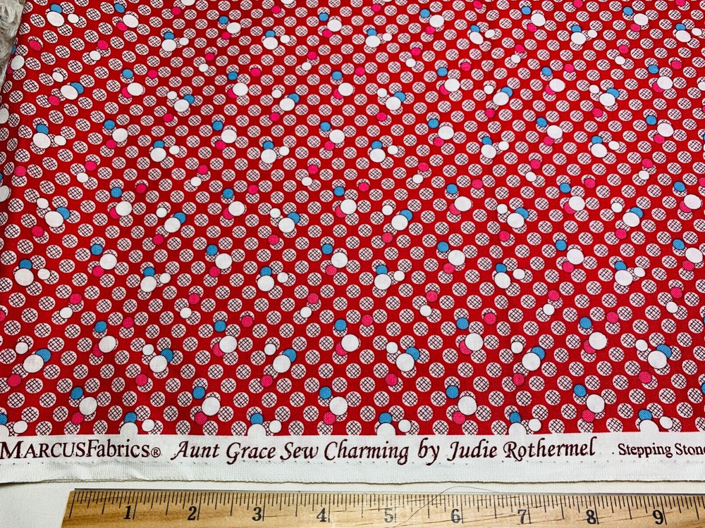 Aunt Grace SEW CHARMING Red Blue Judie Rothermel Cotton Fabric Marcus FQ