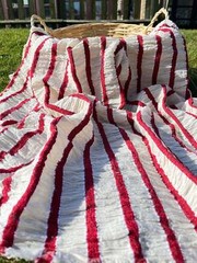 Red Striped Special Textured Turkish Cotton Crinkle Fabric: Quality Unique For