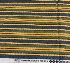 Vtg Striped Fabric Remnant By Debbie Mumm For SSI Green Golden Yellow Blue