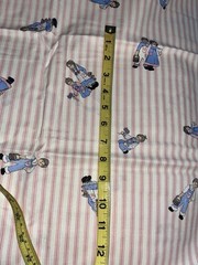 VTG Novelty Faux Pink Ticking w/ Tossed Country Rag Dolls Children BTHY