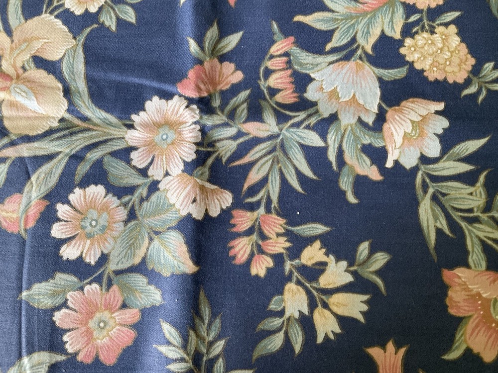 Fabric Decorator Polished Cotton Blue with Flowers 54″ Wide 36″ Long New