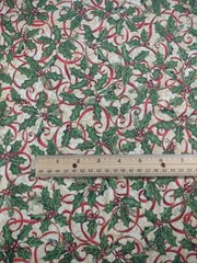 Cotton Quilt Fabric Lot of 5 Christmas Holiday Prints Holly/Gold tones 3+ yds