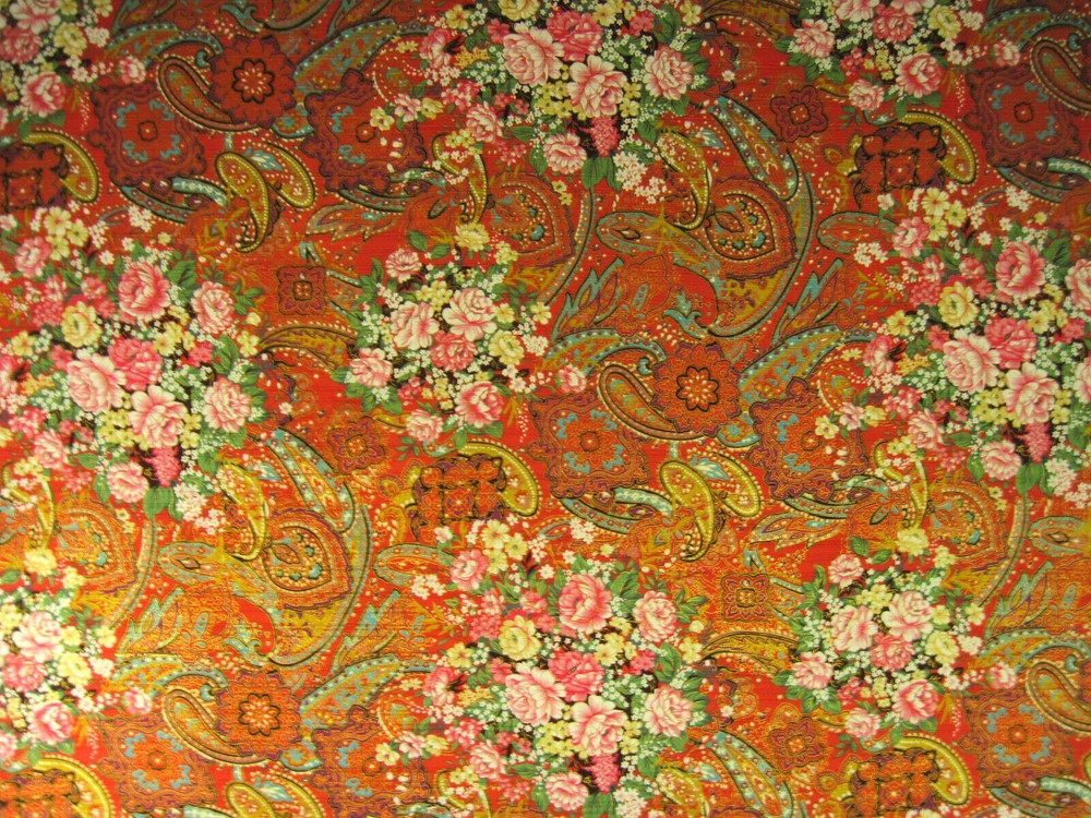 FLORAL Fabric by Charles BrotHers Design Metallic Accents 43 X 66 inches.
