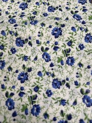 Quilter’s Calicos Marshall Dry Goods Floral Blue Green on Light Tan 1yd x40”