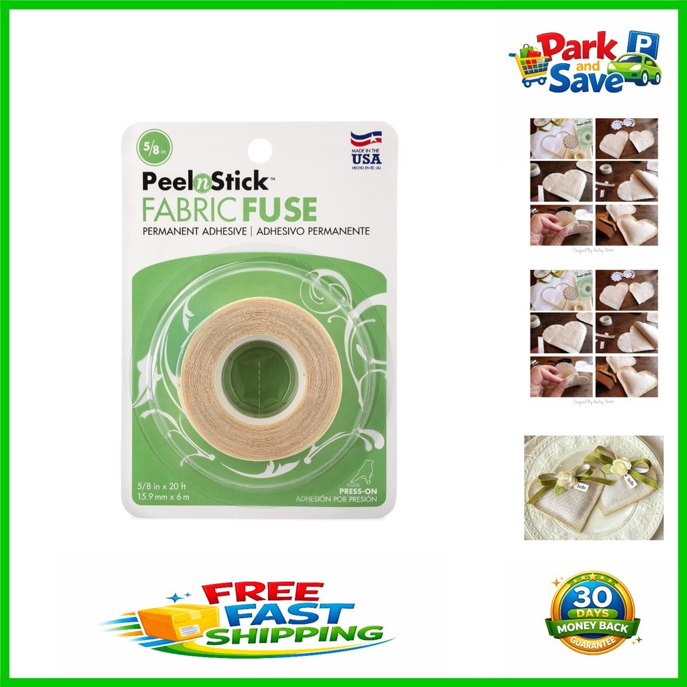 PeelnStick Fabric Fuse Adhesive 5/8″ x 20ft Roll – No Sew, Instant Bond