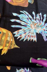 VTG Brigh Multicolored Tropical Fish on Black by Springs Industries BTHY