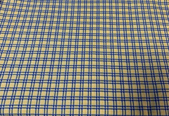 Vintage Plaid Checked Squares Print Fabric Yellow White And Blue 100% Cotton BTY